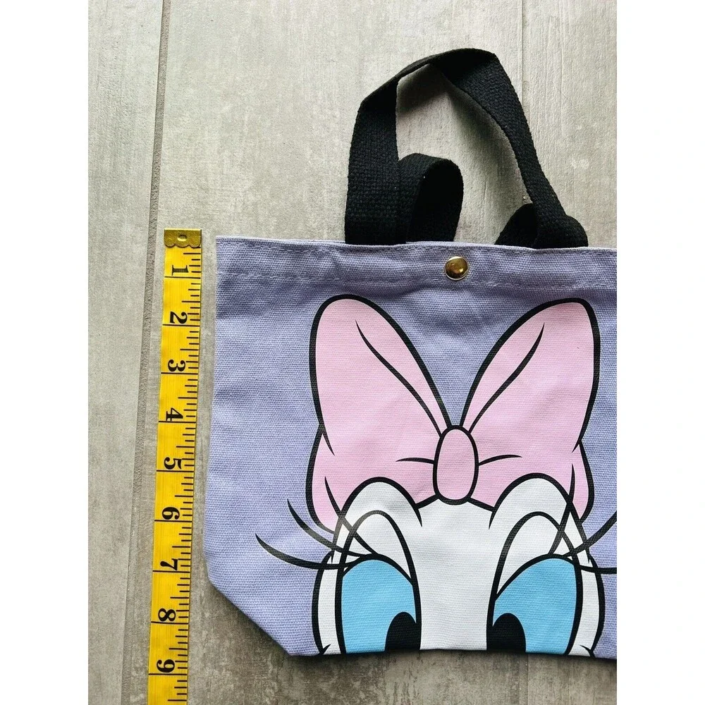 DAISY DUCK Disney Mickey Mouse Purple Snap Lunch Tote Bag Canvas Reuseable NEW